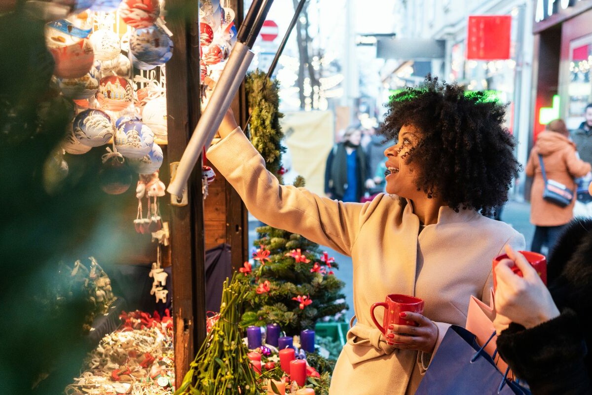 Women doing holiday shopping on Black Friday