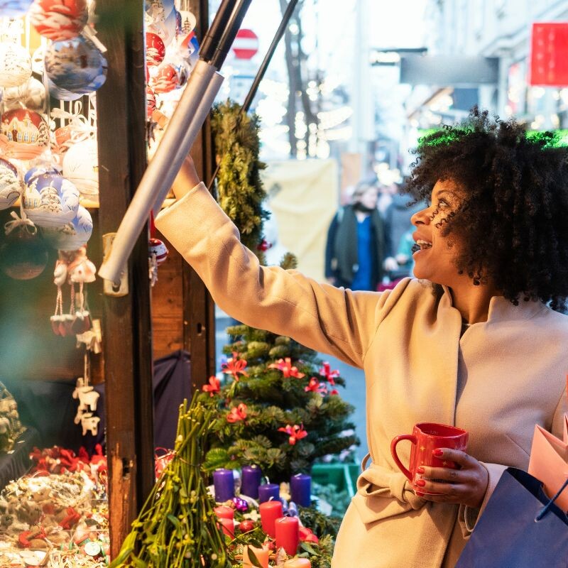 Women doing holiday shopping on Black Friday