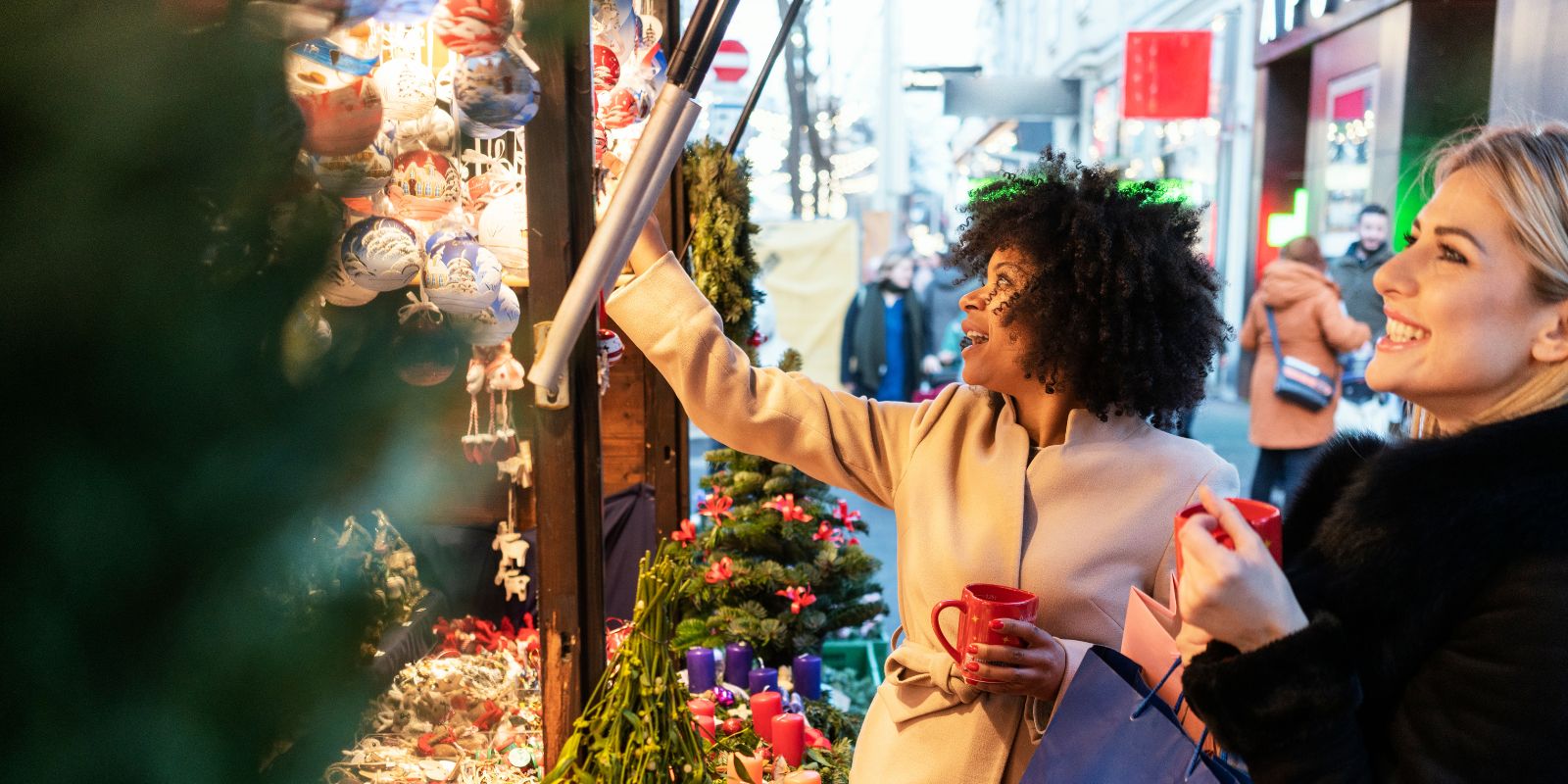 Women doing holiday shopping on Black Friday