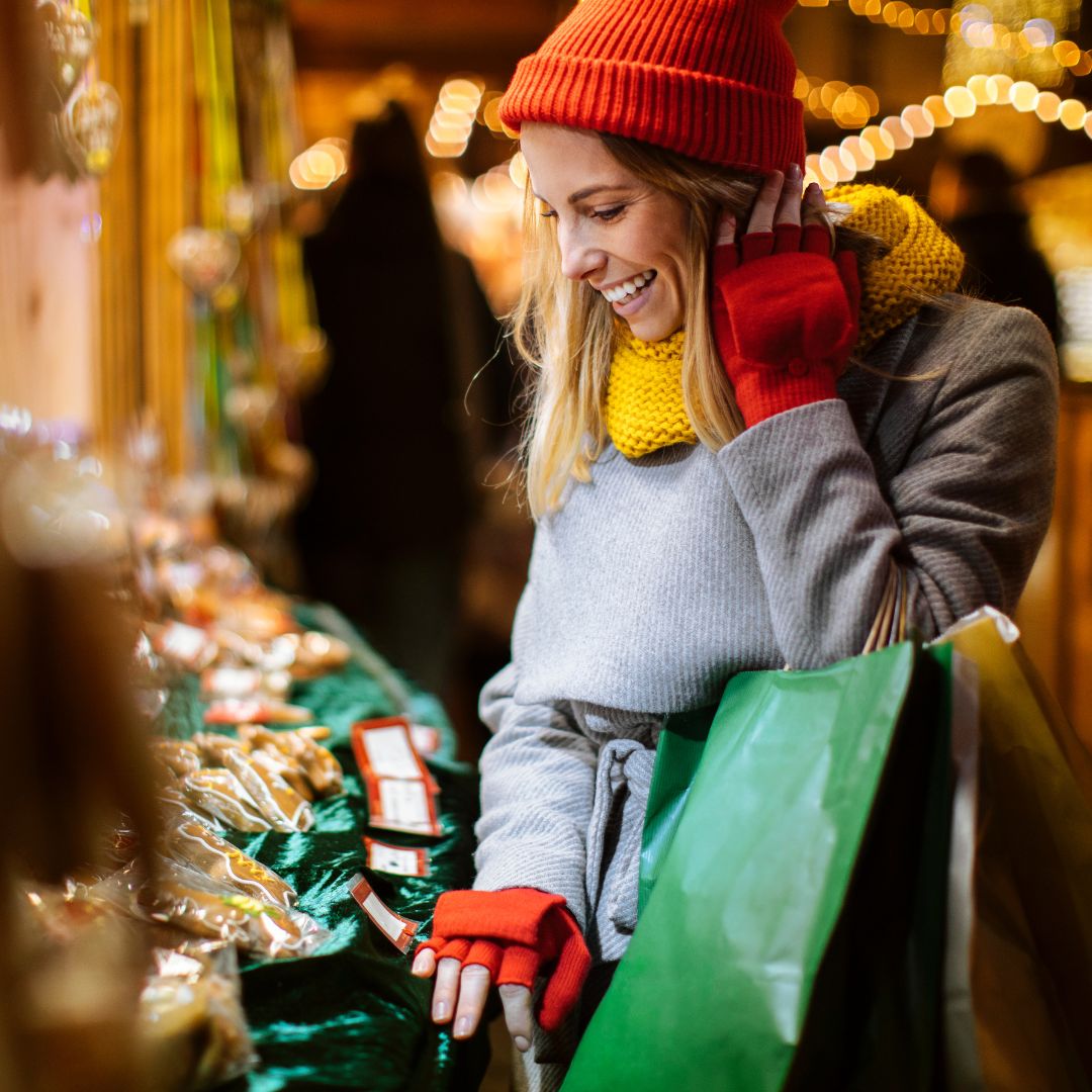 Woman shopping locally on the street